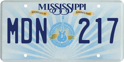 MS license plate MDN217