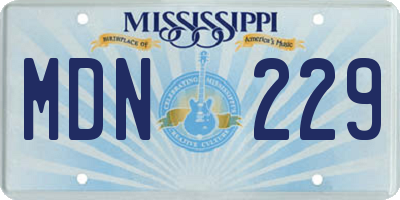 MS license plate MDN229