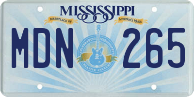 MS license plate MDN265