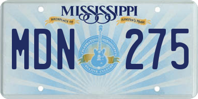 MS license plate MDN275