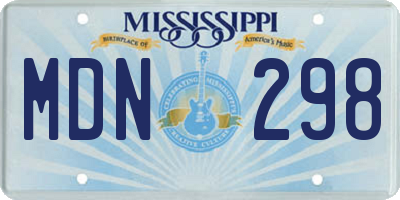 MS license plate MDN298