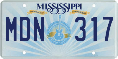 MS license plate MDN317