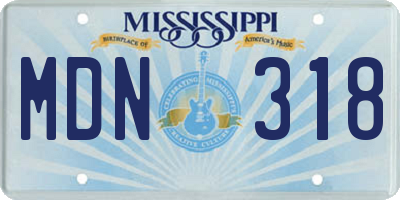 MS license plate MDN318