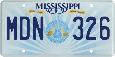MS license plate MDN326