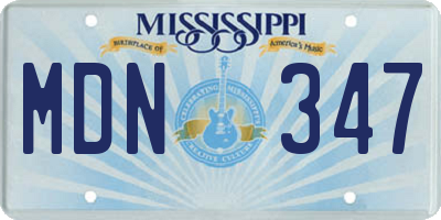 MS license plate MDN347