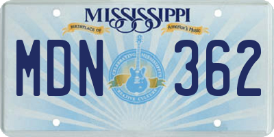 MS license plate MDN362