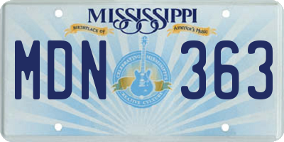 MS license plate MDN363