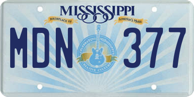 MS license plate MDN377