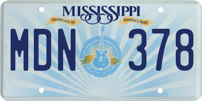 MS license plate MDN378