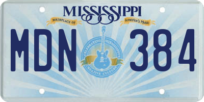 MS license plate MDN384