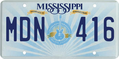 MS license plate MDN416