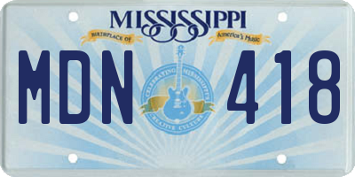 MS license plate MDN418