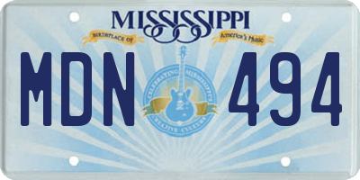 MS license plate MDN494