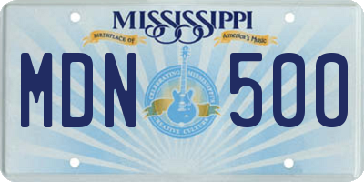 MS license plate MDN500