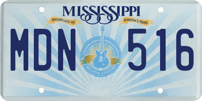 MS license plate MDN516