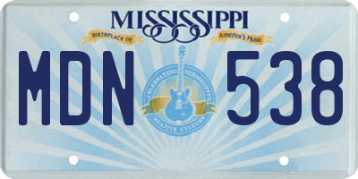 MS license plate MDN538