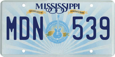 MS license plate MDN539