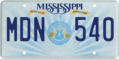 MS license plate MDN540