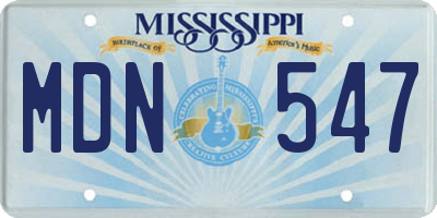 MS license plate MDN547