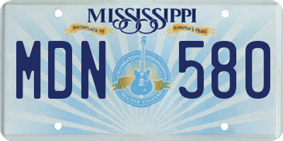 MS license plate MDN580