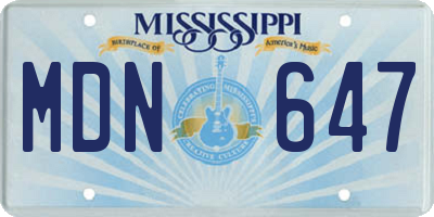 MS license plate MDN647