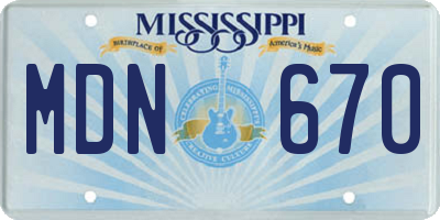 MS license plate MDN670