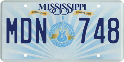 MS license plate MDN748
