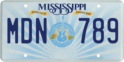 MS license plate MDN789
