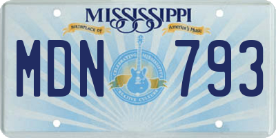 MS license plate MDN793