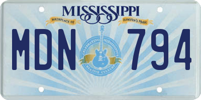 MS license plate MDN794