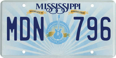 MS license plate MDN796