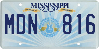 MS license plate MDN816