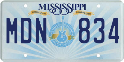 MS license plate MDN834