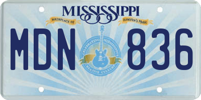 MS license plate MDN836