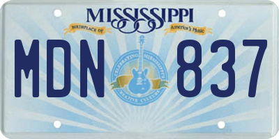 MS license plate MDN837