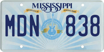 MS license plate MDN838