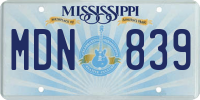 MS license plate MDN839