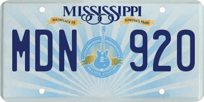 MS license plate MDN920