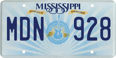 MS license plate MDN928