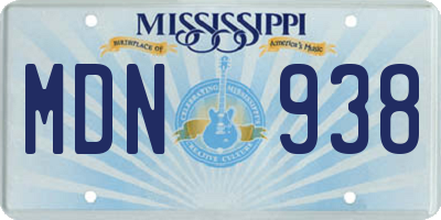 MS license plate MDN938