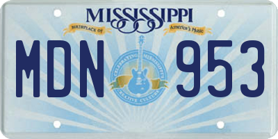 MS license plate MDN953
