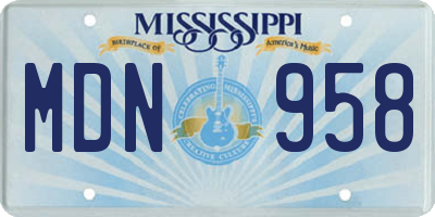 MS license plate MDN958