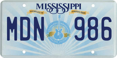 MS license plate MDN986