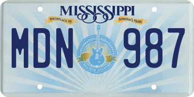 MS license plate MDN987
