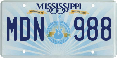MS license plate MDN988