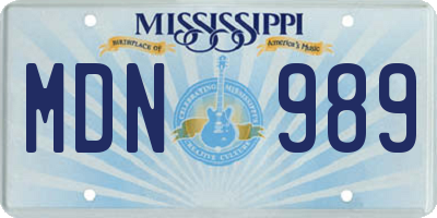MS license plate MDN989