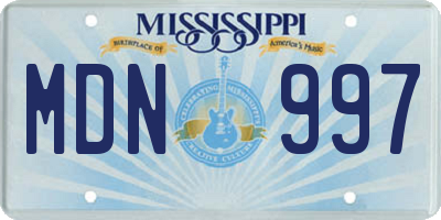MS license plate MDN997