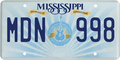 MS license plate MDN998