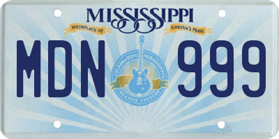MS license plate MDN999