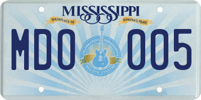 MS license plate MDO005